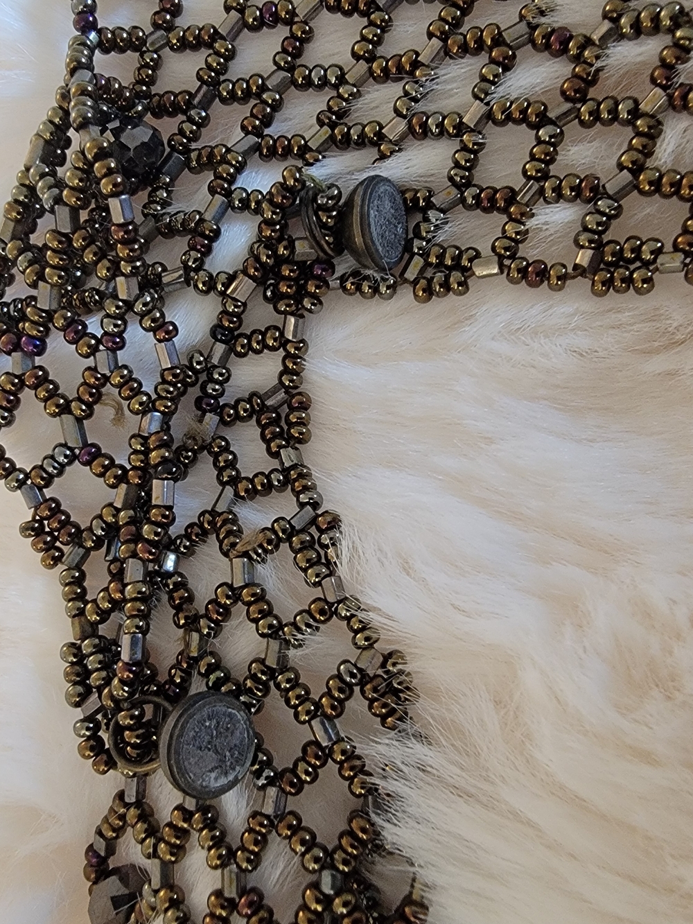 Beaded Statement Bib Necklace - Black - Picture 3 of 4
